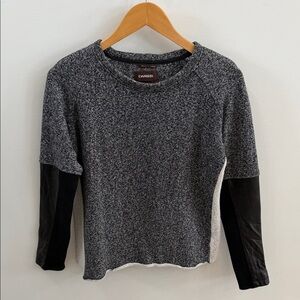 Danier Leather Panel Sweater Italian Leather Sleeves Women’s Small